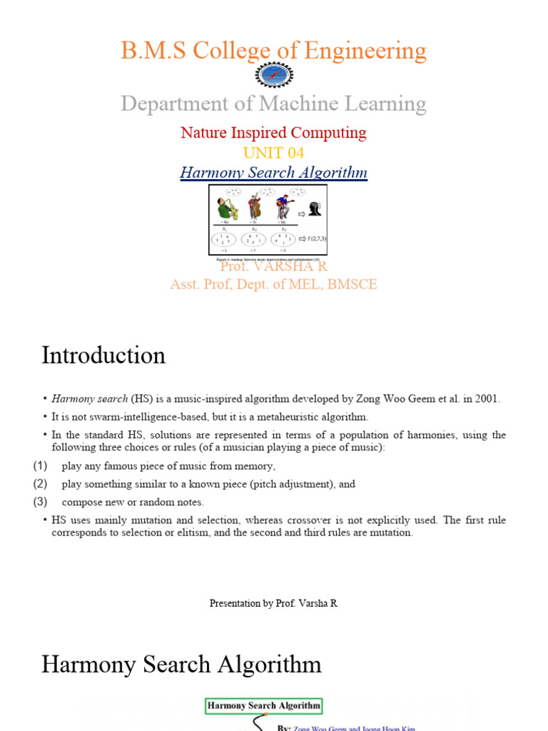 Harmony Search Algorithm Overview | PDF