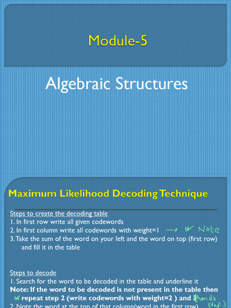 Decoding Techniques for Algebraic Structures | PDF
