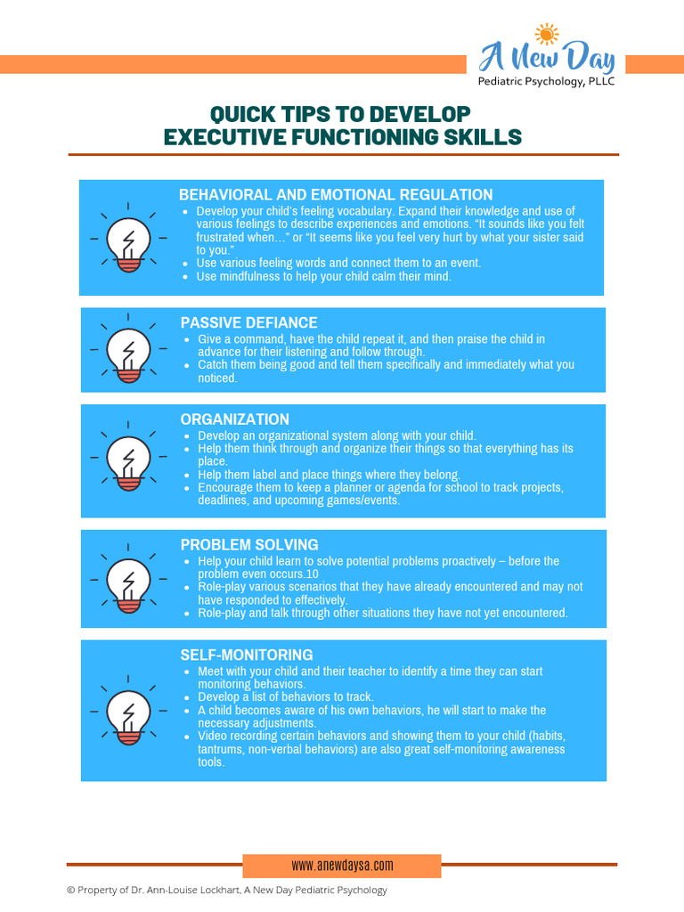 Executive Functioning Skills Tips | PDF | Emotions | Feeling