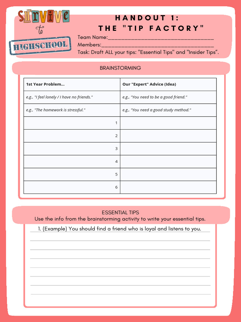 Surviving to HS HAndout 1 | PDF