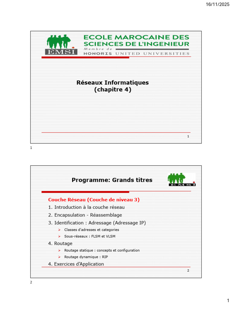 Couche Réseau : Adressage et Routage | PDF | Protocoles Internet ...