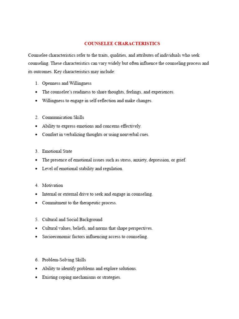 Key Traits of Effective Counselees | PDF