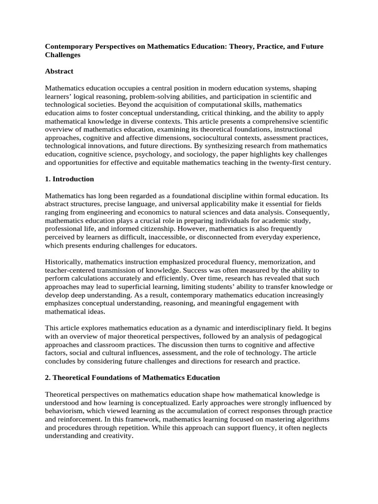 Modern Mathematics Education Insights | PDF | Constructivism ...