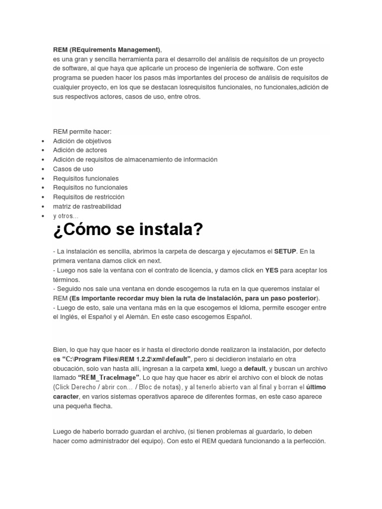 Rem Instalacion y Manual | PDF | Caso de uso | Archivo de computadora