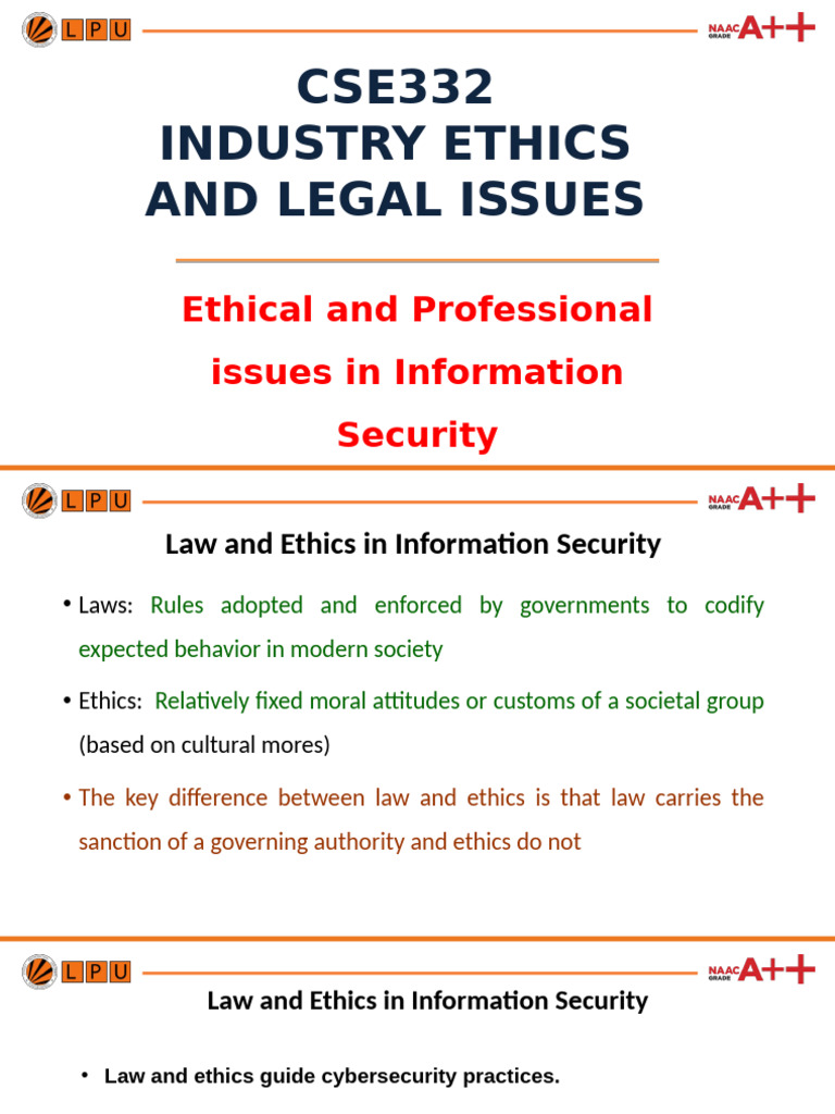 Ethics and Laws in Information Security | PDF | Security | Computer ...