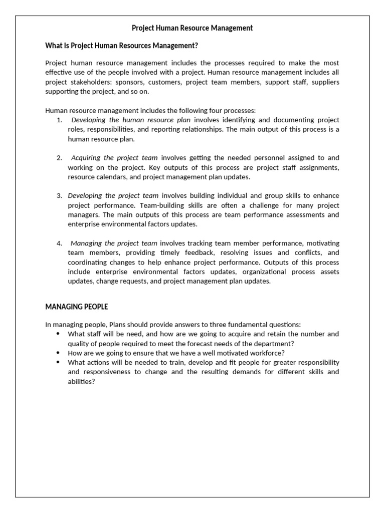Project Human Resource Management Guide | PDF | Performance Appraisal ...