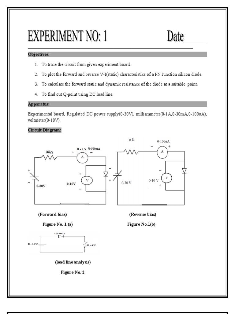Experiment No 1 Final | PDF | P–N Junction | Diode