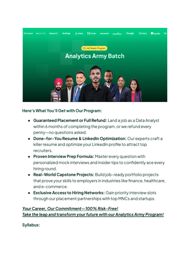 Data Analytics Program with Job Guarantee | PDF | Machine Learning ...