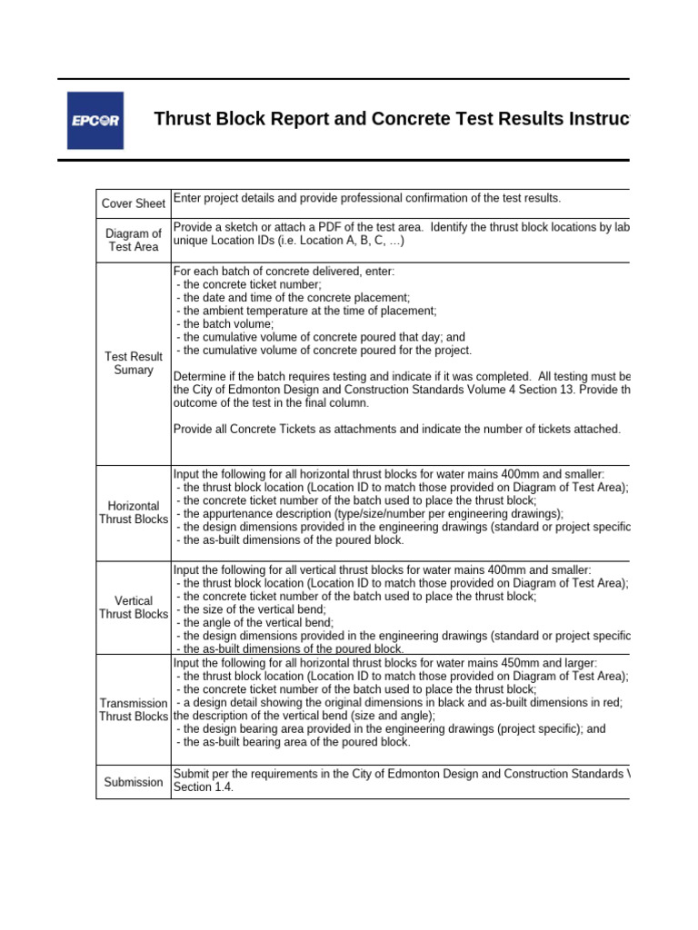 Thrust Block Concrete Test Results Guide | PDF | Concrete | Area