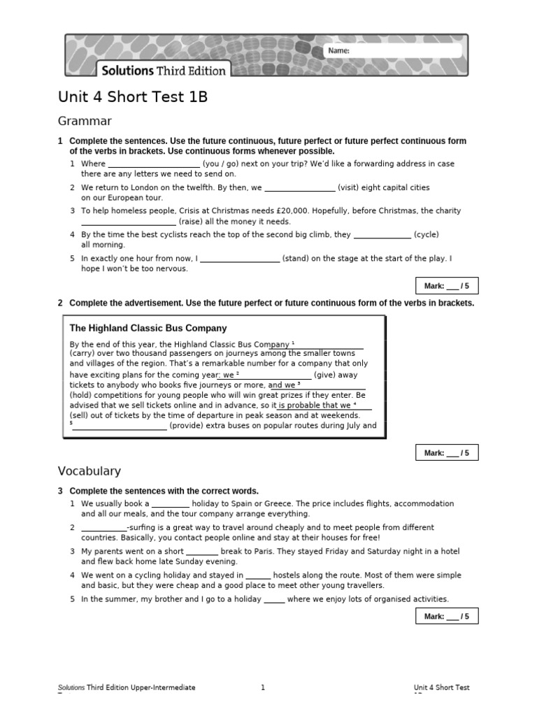 Sol3e Uppint U4 Short Test 1b | PDF | Linguistics