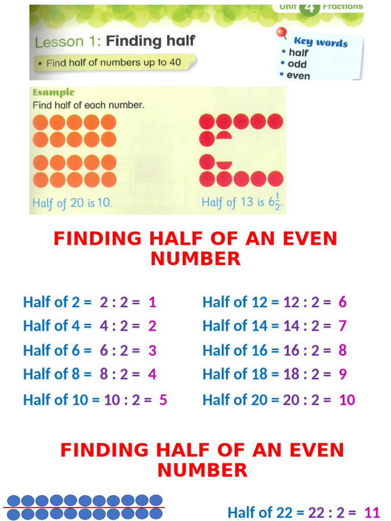 Halving Even and Odd Numbers Guide | PDF