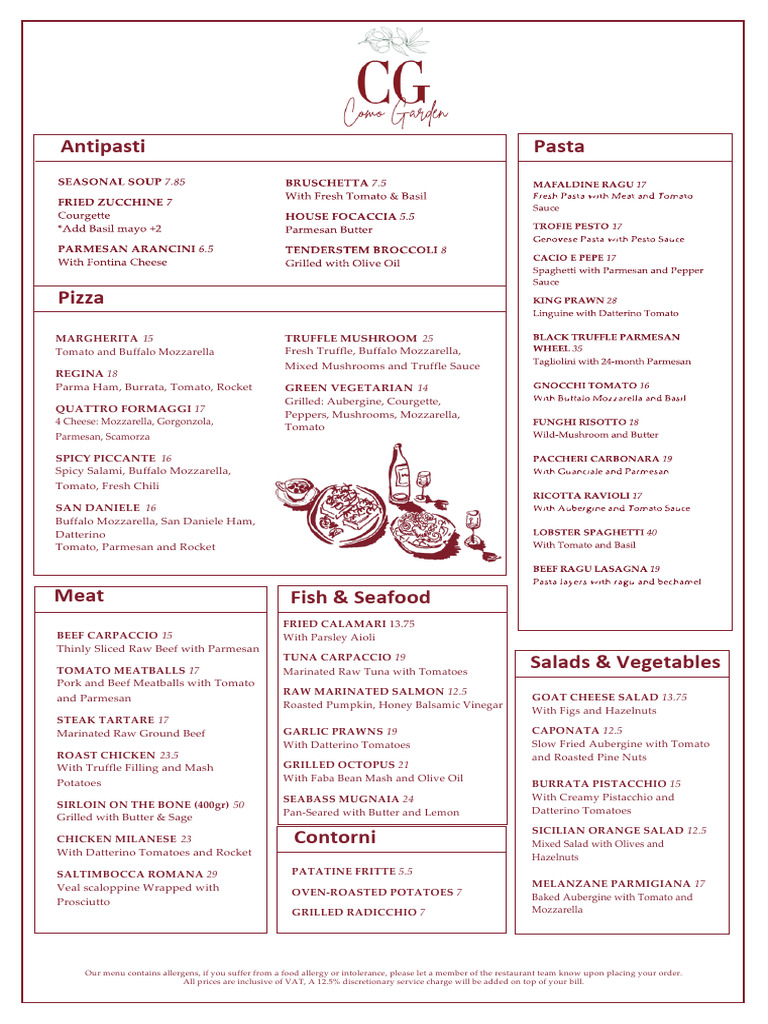 Italian Restaurant Menu Highlights | PDF | Salad | Eruca Sativa