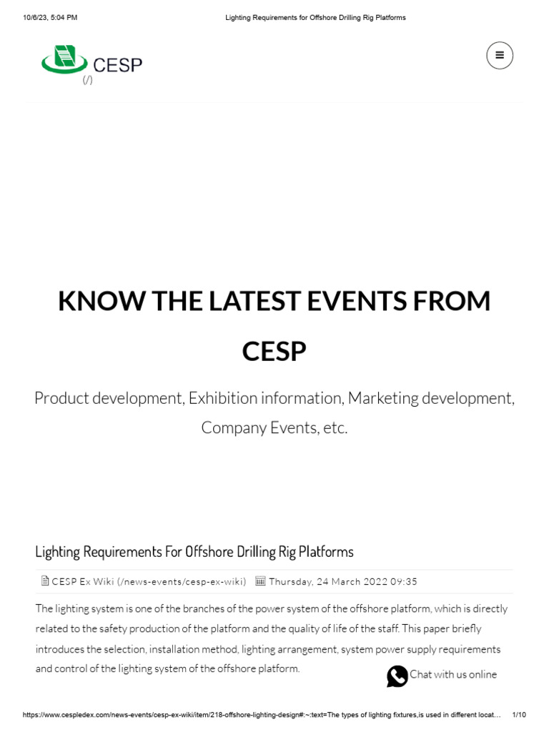 Lighting Requirements For Offshore Drilling Rig Platforms | PDF | Lighting