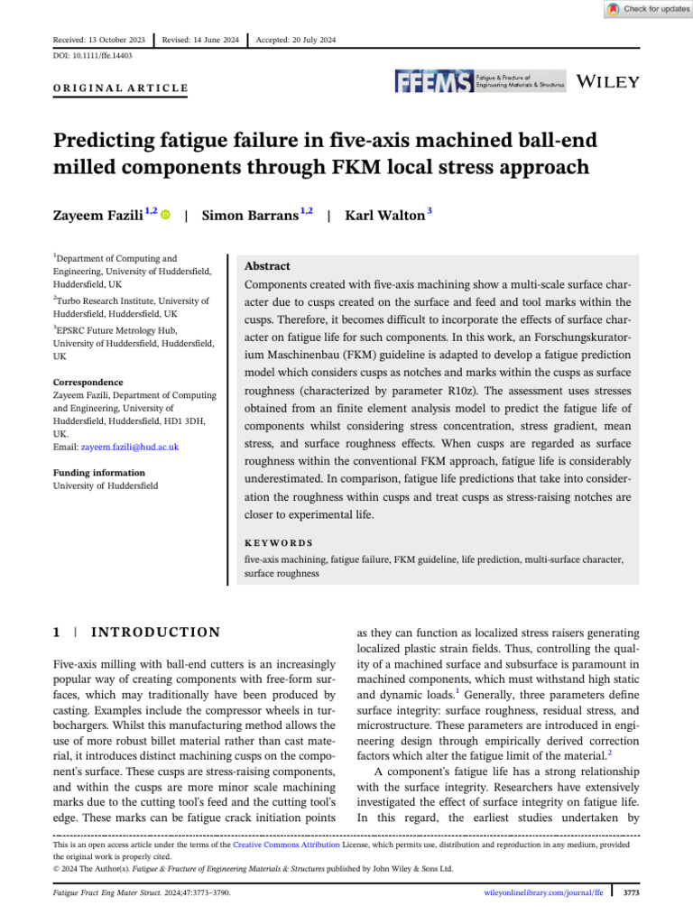 Fatigue Fract Eng Mat Struct - 2024 - Fazili - Predicting Fatigue ...