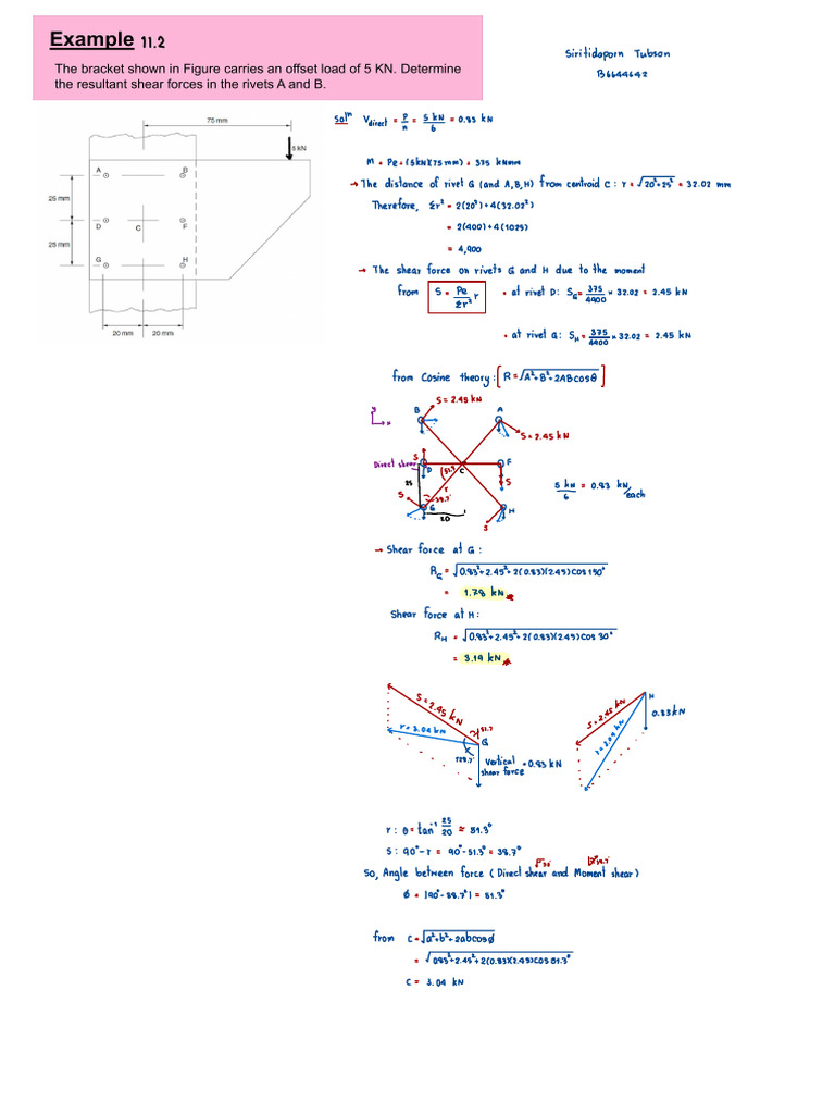 Shear Force Calculations for Rivets | PDF