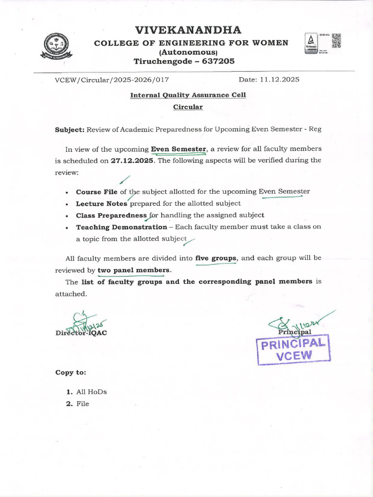 All Faculty Review Circular | PDF