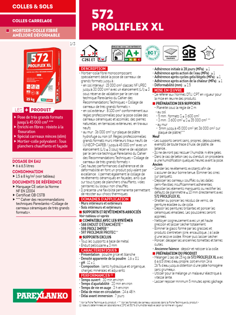 Mortier-colle Fibré pour Carreaux Grands Formats | PDF | Carreau ...