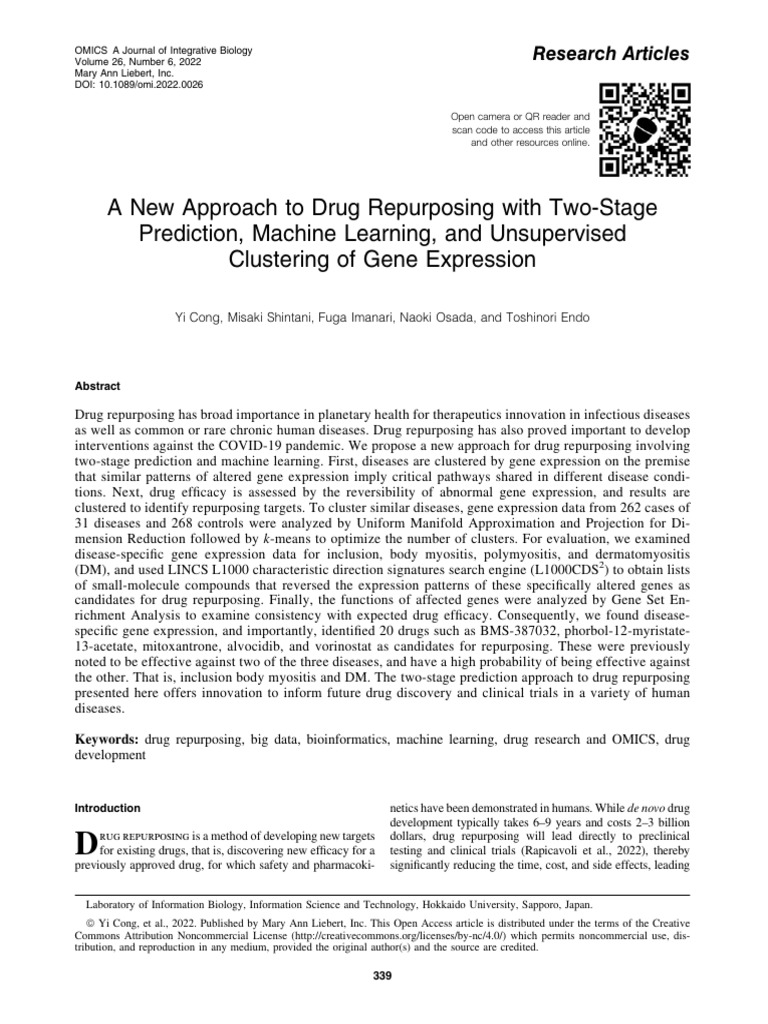 (2022, Cited10) A New Approach To Drug Repurposing With Two-Stage ...