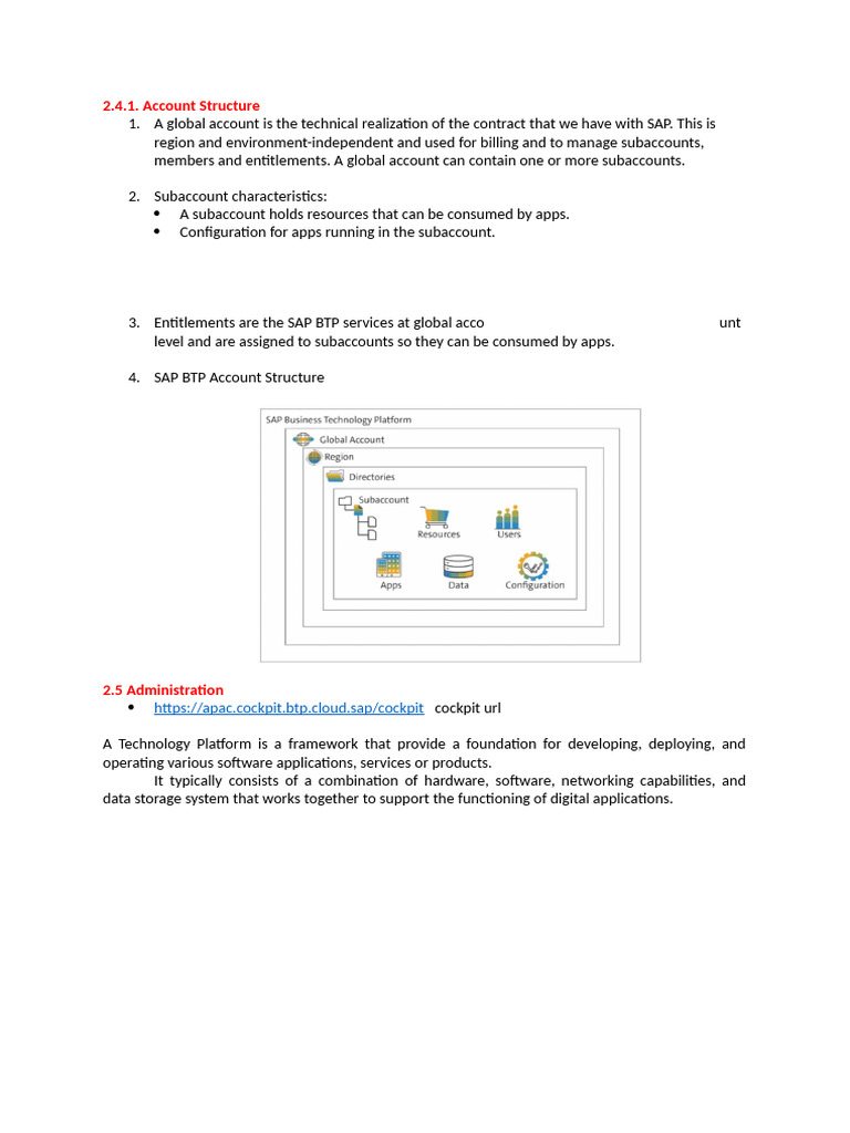 SAP BTP Account Structure Overview | PDF