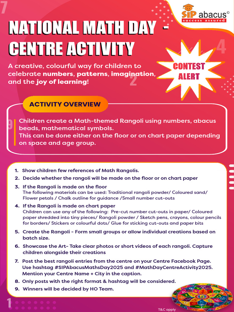 Math Day Rangoli Activity Guide | PDF