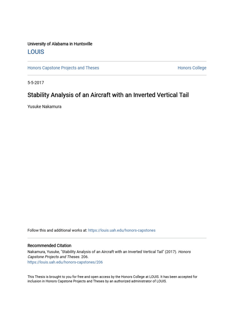Aircraft Stability with Inverted Tail Analysis | PDF | Flight Control ...