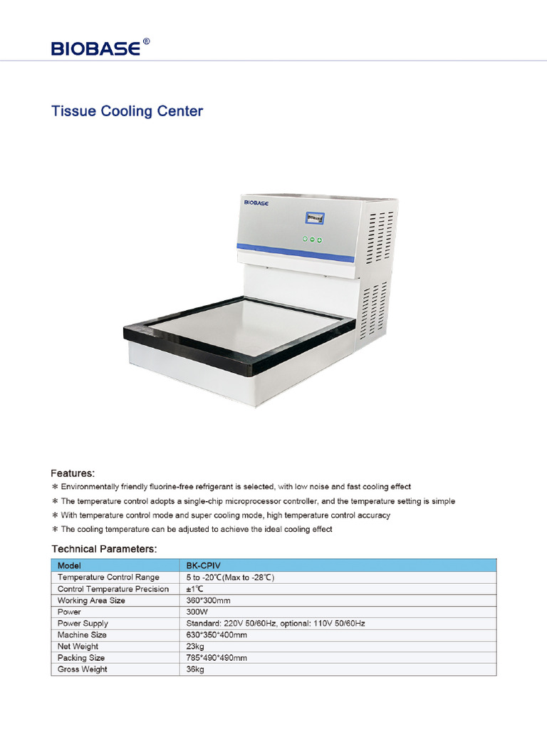 Biobase Tissue Cooling Center | PDF