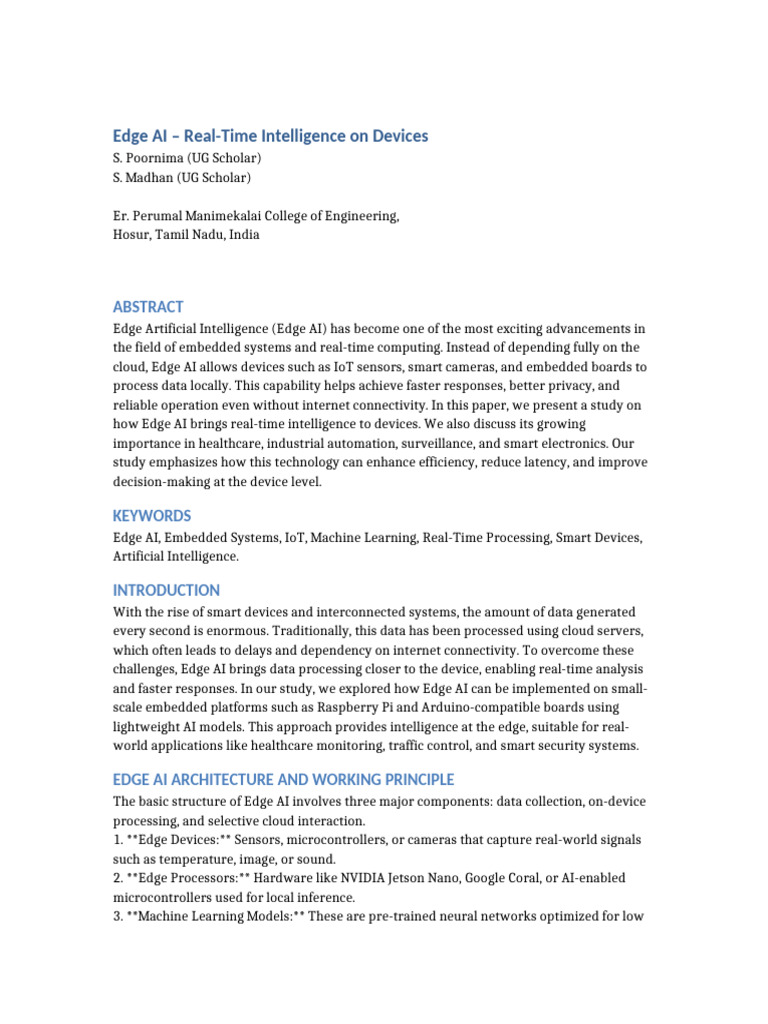 Edge AI: Real-Time Device Intelligence | PDF | Artificial Intelligence ...