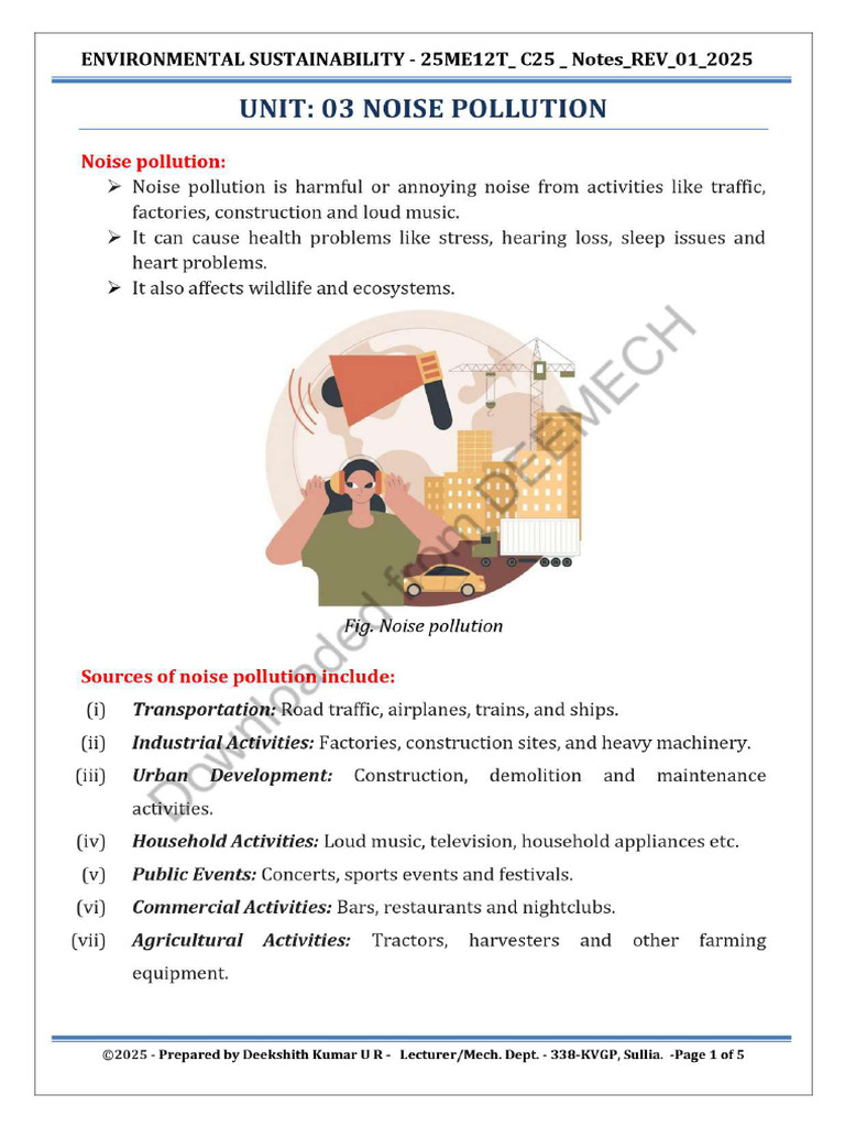 Environmental Sustainability - c25 Notes - Unit 03 - Deemech | PDF