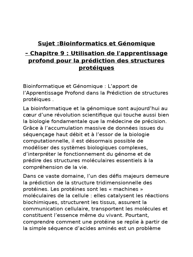 Apprentissage Profond et Structures Protéiques | PDF | Protéines ...