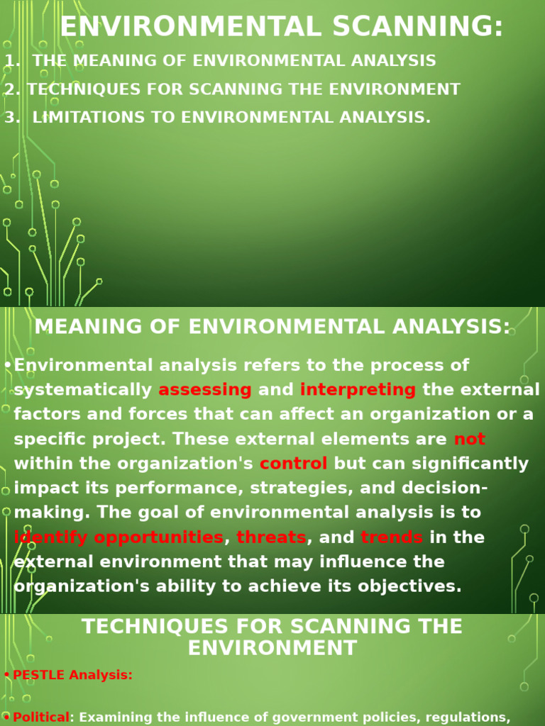 Environmental Analysis Techniques & Limitations | PDF | Business ...
