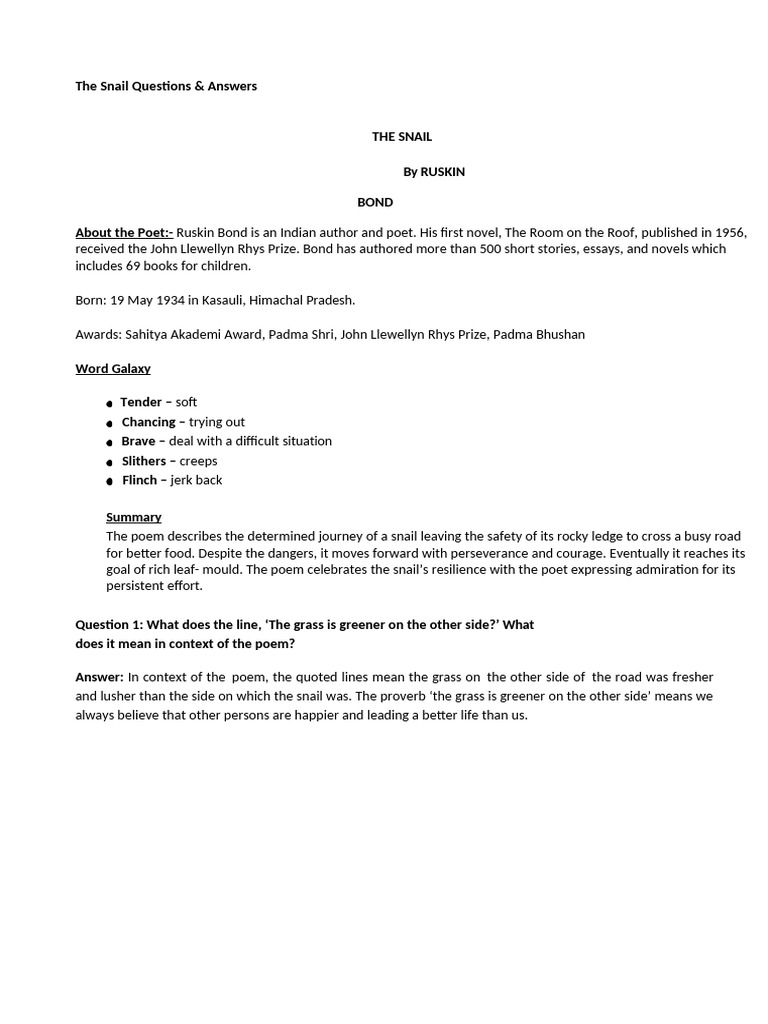 The Snail Q A. | PDF