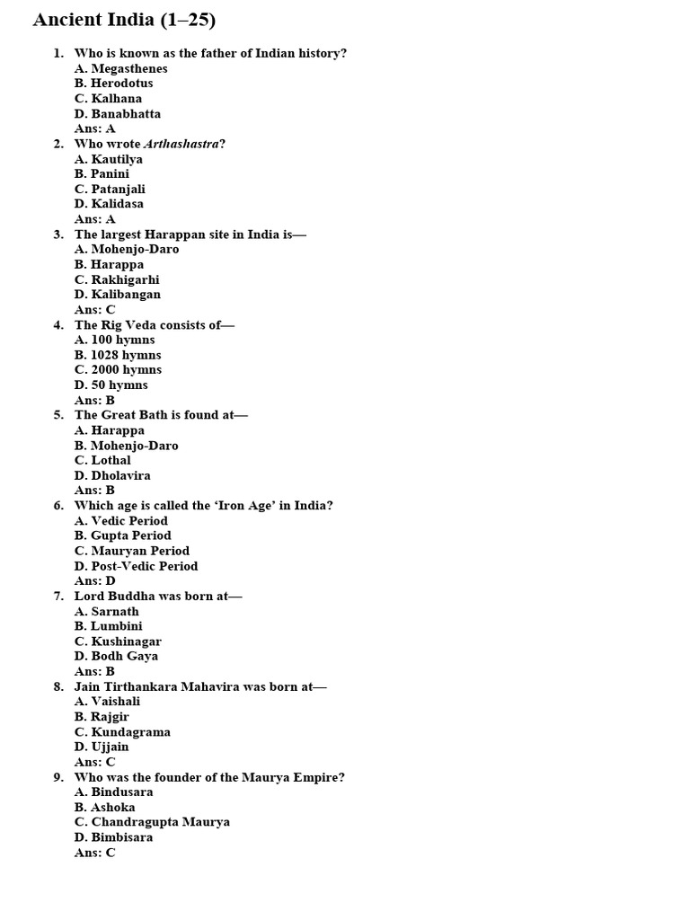 Key Questions on Indian History | PDF | Partition Of India | Mahatma Gandhi