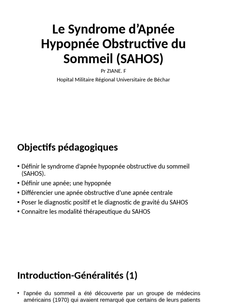 Comprendre le SAHOS : Diagnostic et Traitement | PDF | Syndrome d ...