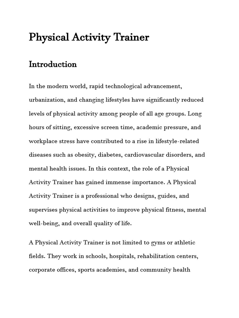 Physical Activity Trainer | PDF | Physical Fitness | Physical Therapy