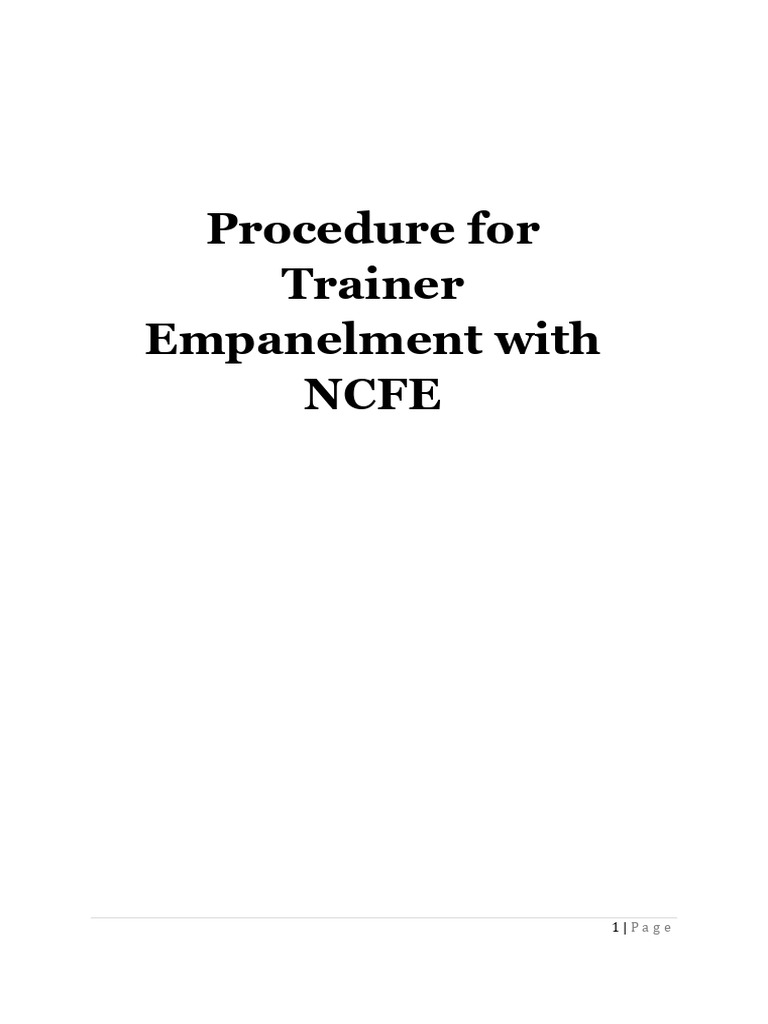 NCFE Trainer Empanelment Procedure | PDF | Justice | Crime & Violence