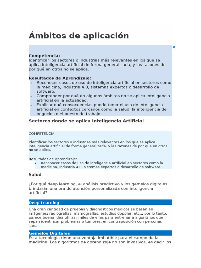 Aplicaciones de IA en Sectores Clave | PDF | Inteligencia artificial ...