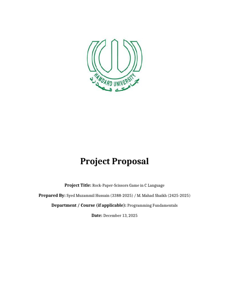 Project Proposal Template With Title Page | PDF | Computer Programming ...