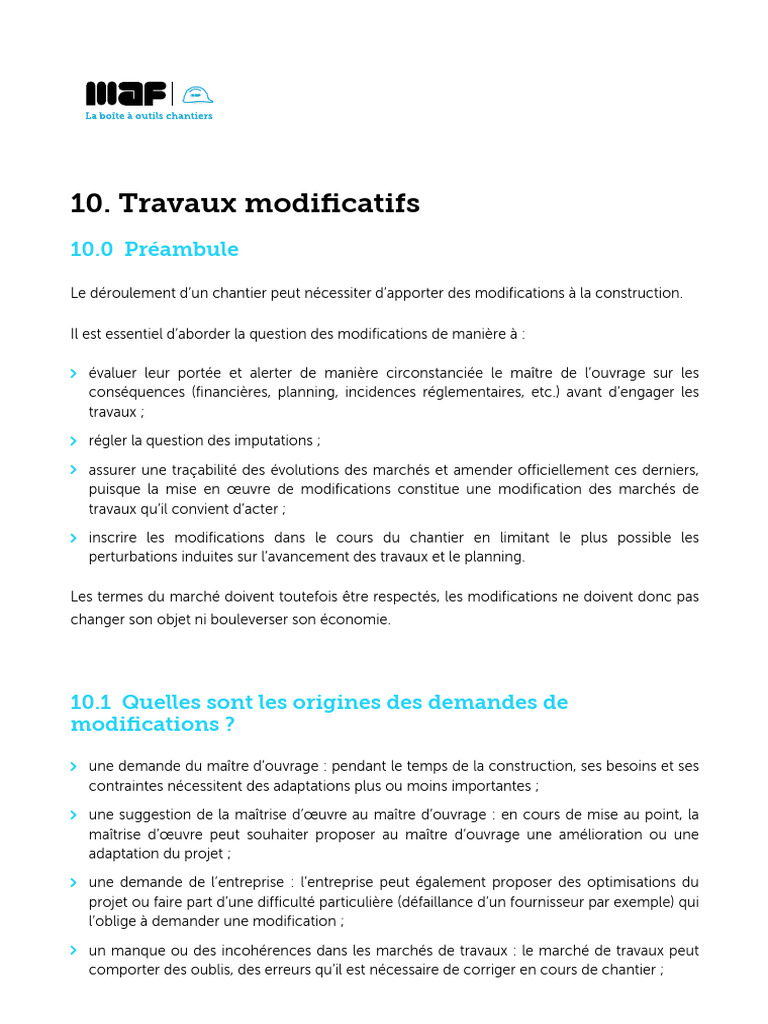 Modifications de Chantier : Guide Pratique | PDF