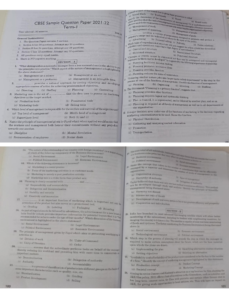 BST Sample Paper | PDF