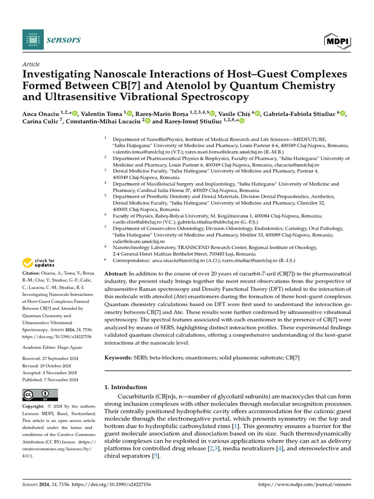 Nanoscale Host–Guest Interactions of CB[7] | PDF | Chemistry | Physical ...