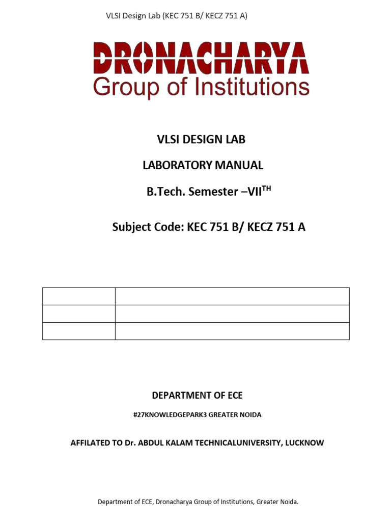 VLSI Design Lab Manual for ECE Students | PDF | Amplifier | Logic Gate