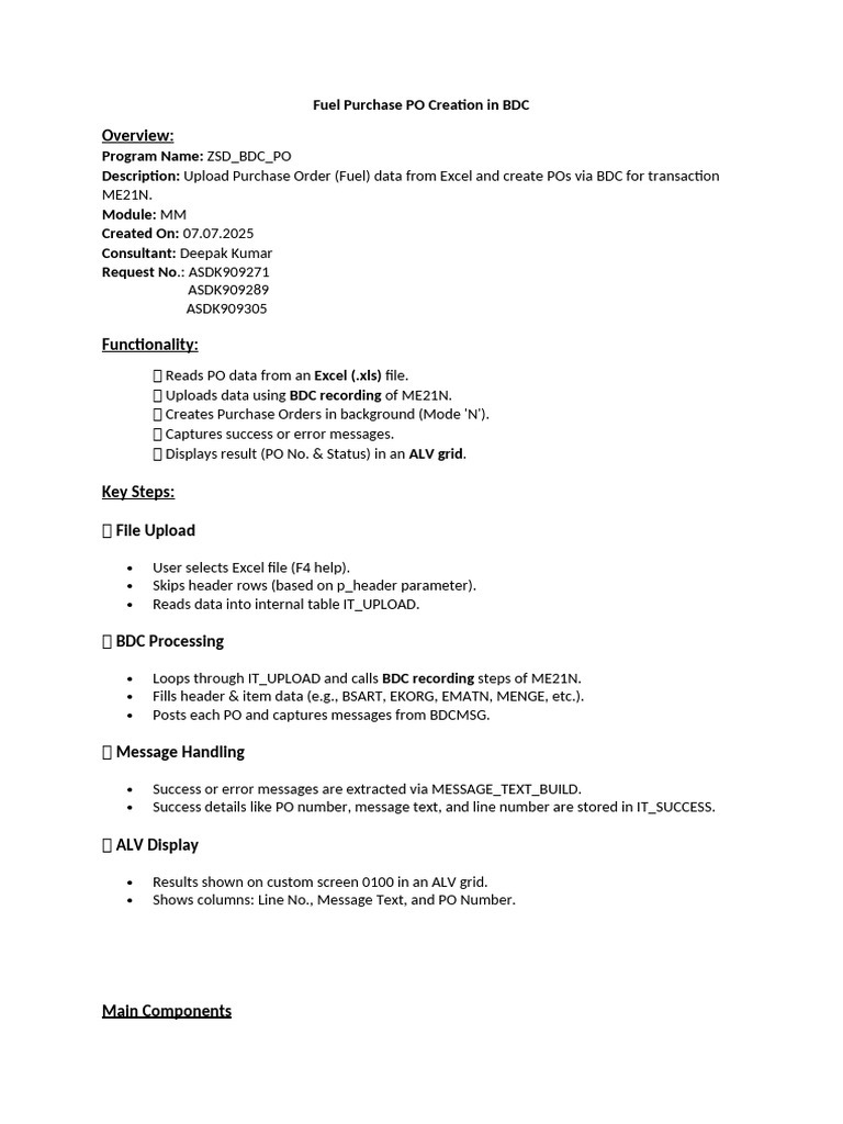 Fuel PO Creation via BDC in SAP | PDF | Microsoft Excel | Information ...