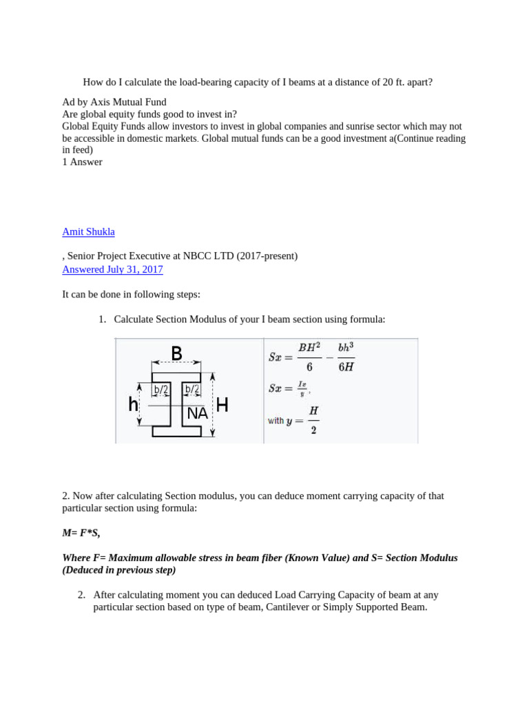 Calculate Load-Bearing Capacity of I Beams | PDF
