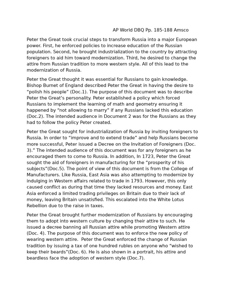 Peter the Great's Modernization of Russia | PDF