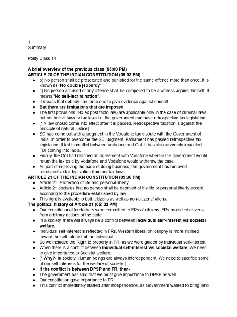 Overview of Articles 20-22, Indian Constitution | PDF | Ex Post Facto ...