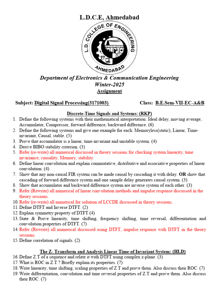 DSP Assignment 2025 | PDF | Fast Fourier Transform | Discrete Fourier ...