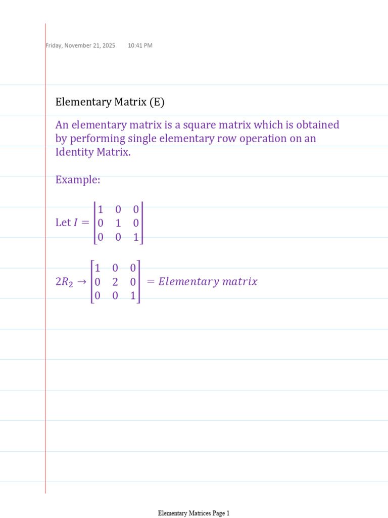Elementary Matrices | PDF