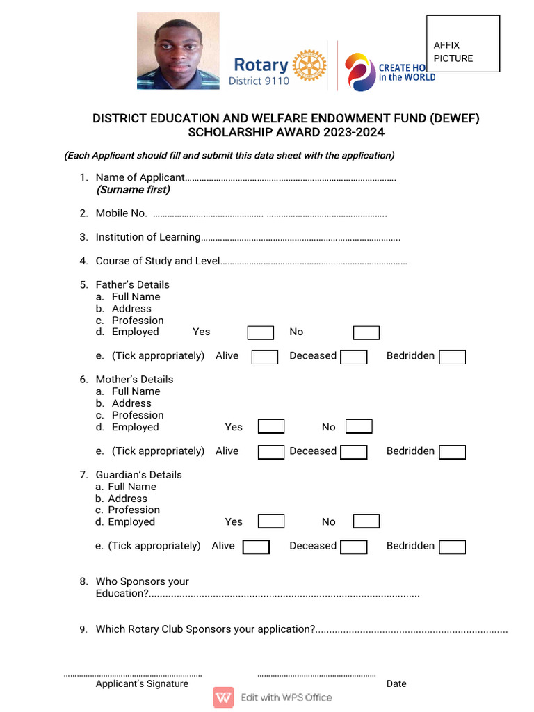 DEWEF Application Form | PDF