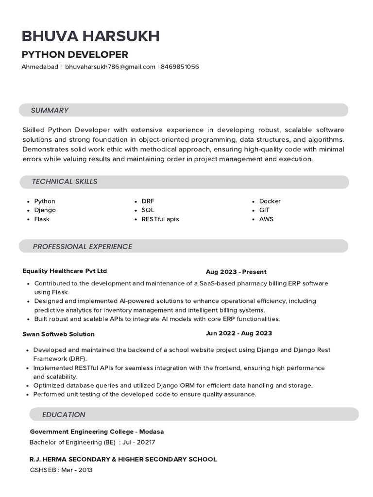 Python Developer with SaaS Expertise | PDF | Databases | Python ...