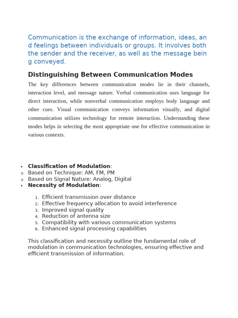 Understanding Communication Modes and Challenges | PDF | Communication ...